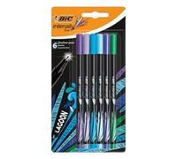 BIC - Pack 6 rotuladores Intensity Fine - 0,4 mm - Punta fina - 6 colores diferentes - Ideales para escribir, subrallar y dibujar