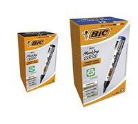 BIC Pack Marking 2000 ECOlutions de 24 Rotuladores Permanentes: 12 Color Negro + 12 Color Azul, Punta Media, Material Oficina