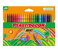 BIC Plastidecor Ceras de Colores para Niños a Partir de 30 Meses, 12 /18 /24 Unidades con Protección de Plástico, Ideal para Manualidades y Primeros Dibujos