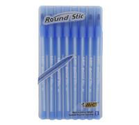 BIC Bolígrafos de punta de bola Round Stic – Escritura media – Azul – Paquete de 8
