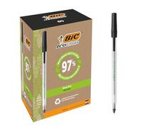 BIC bolígrafos Round Stic ECOlutions punta media (1,0 mm) Negro, caja de 60 unidades