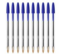 BIC Set de 10 Bolígrafos Cristal Original, Punta Media 1.0 mm, Tinta de Aceite, Colores Variados, Escritura Suave y Sin Manchas, Capuchón Ventilado, Certificado Ecológico NF Environment