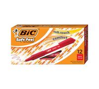 BIC Soft Feel Bolígrafos Retráctiles Grip Punta Media (1,0 mm) - Rojo, Caja de 12 Unidades