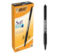 BIC Bolígrafo Soft Feel Clic Grip – retráctil, negro, trazo 1 mm – 12 unidades