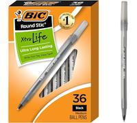 BIC Stic Xtra Life. Bolígrafo redondo, punta mediana, color negro 36 Count