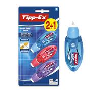 BIC Tipp-Ex Cinta Correctora de Bolígrafos, Óptimo para Material Escolar, Micro Tape Twist, 8m x 5mm, Con Cabezal Rotativo, Blíster de 3, Multicolor