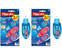 BIC Tipp-Ex Cinta Correctora de Bolígrafos, Óptimo para Material Escolar, Micro Tape Twist, 8m x 5mm, Con Cabezal Rotativo, Blíster de 3, Multicolor (Paquete de 2)