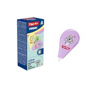 BIC Tipp-Ex Vibbies Mini Pocket Mouse Cintas Correctoras (5 mm x 6 m) con Divertidos Personajes de Animales - Pack de 6