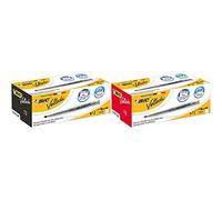 BIC Velleda 1741 Caja de 12 unidades, marcadores de pizarra punta media, color negro + Velleda 1741 Caja de 12 unidades, marcadores de pizarra punta media, color rojo