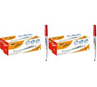 BIC Velleda 1741 - Caja de 12 unidades, marcadores de pizarra punta media, color rojo (Paquete de 2)