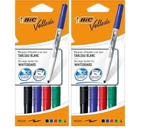 BIC Velleda 1741 - Rotuladores de pizarra blanca, punta media (4.5mm), caja de 4 unidades, colores surtidos (Paquete de 2)