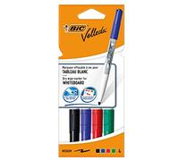 BIC Marcador Velleda 1741 – 4 piezas punta redonda negro, azul, verde