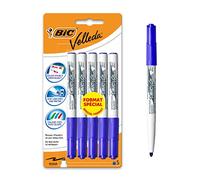 BIC Velleda 1741 - Rotuladores para pizarra blanca borrable en seco, punta cónica media - azul, formato especial de 5
