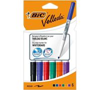 BIC Velleda 1741 Rotuladores para Pizarra con Punta Media - Varios Colores, Pack de 6 - Rotuladores para estudio y oficina