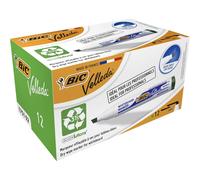 BIC Velleda 1751 ECOlutions rotuladores de Pizarra punta biselada fija traza líneas de entre 3,7 y 5,5.mm - Negro/Rojo/Azul/Verde, Caja de 12 unidades Gran surtidos de colores para elegir Primera Cali