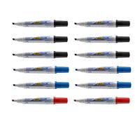 BIC Velleda 1751 ECOlutions rotuladores de Pizarra punta biselada fija traza líneas de entre 3,7 y 5,5.mm - Negro/Rojo/Azul/Verde, Caja de 12 unidades Gran surtidos de colores para elegir Primera Cali