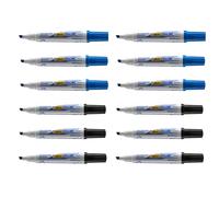 BIC Velleda 1751 ECOlutions rotuladores de Pizarra punta biselada fija traza líneas de entre 3,7 y 5,5.mm - Negro/Rojo/Azul/Verde, Caja de 12 unidades Gran surtidos de colores para elegir Primera Cali