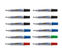 BIC Velleda 1751 ECOlutions rotuladores de Pizarra punta biselada fija traza líneas de entre 3,7 y 5,5.mm - Negro/Rojo/Azul/Verde, Caja de 12 unidades Gran surtidos de colores para elegir Primera Cali