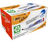 BIC Rotuladores de pizarra Velleda 1751 ECOlutions punta media Rojo, caja de 12 unidades