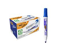 BIC Velleda Ecolutions 1701 Rotuladores de Pizarra, Óptimo para Uso de Oficina y la Escuela, Azul, Paquete de 12 Unidades
