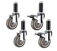 BICIBO 4 Ruedas giratorias para Muebles,Ruedas giratorias para Trabajo Pesado,Ruedas industriales de vástago roscado M12 x 60 mm,Ruedas de Repuesto de Goma para carros,Carro (Freno + Universal 100