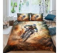Bicicleta de montaña Juego De Ropa De Cama 3D Deportes Extremos con Fundas De Almohada,para Funda De Edredón De Microfibra Suave con Cierre De Cremallera Juego De Double（200x200cm）