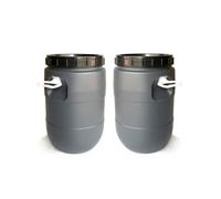 JARDIN202 - Bidon de boca ancha de 30 litros | X2 UNDS | Con Asas | Gris y Negro