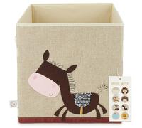 Bieco Caja de almacenamiento para niños - Lindo burro plegable - 33 x 33 x 33 cm - ideal para estantería Kallax