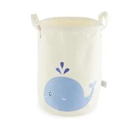 Bieco Cesta de la ropa para bebé Ballena | Gran cesto de almacenamiento para niños de algodón e impermeable | Organización del cuarto de los niños | Cesta de la ropa para niñas, cesto de juguetes
