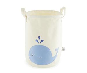Bieco Cesta de la ropa para bebé Ballena | Gran cesto de almacenamiento para niños de algodón e impermeable | Organización del cuarto de los niños | Cesta de la ropa para niñas, cesto de juguetes