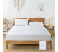 bienDo Sábana Bajera 135x190, para Cama 135, Bambú-Seda Vegana, Blanca, 400 Hilos, Bolsillo 35 cm, Sábana Refrescante, Sábana Refrescante, Transpirable y Suave