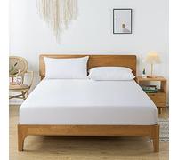 bienDo Sábana Bajera Refrescante Ajustable, 140x200, Bambú, Blanca, Bolsillo 35 cm, 400 Hilos, Transpirable, Suave y Hipoalergénico