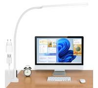 BIENSER - Lámpara de escritorio LED, 1400 lm, lámpara de mesa con pinza, lámpara de arquitecto - cuello de cisne flexible, 11 niveles de brillo x 5 modos de color ajustable, protección de los ojos,