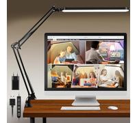 BIENSER Lámpara Escritorio LED, Lámpara de Mesa con Pinza, 11 Niveles de Brillo X 5 Modos, Regulable, Protección Ocular, Función de Memoria, Lámpara de Arquitecto para Oficina, Lectura, Estudio