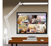 BIENSER Lámpara Escritorio LED, Lámpara de Mesa con Pinza, 11 Niveles de Brillo X 5 Modos, Regulable, Protección Ocular, Función de Memoria, Lámpara de Arquitecto para Oficina, Lectura, Estudio