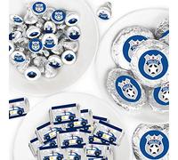 Big Dot of Happiness Calling All Units - Police - Mini envoltorios de barra de caramelo, calcomanías redondas de dulces y calcomanías circulares - Kit de calcomanías para fiesta de cumpleaños de