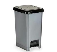 BigBuy Home Papelera con Pedal Negro Gris Plástico 25 L (37 x 47 x 26,9 cm) (8 Unidades)