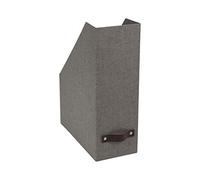 Bigso Box of Sweden Archivador vertical para periódicos, revistas y actas - Práctica caja clasificadora de tablero de fibras y papel con aspecto de lino - Revistero archivador rígido y con asa - gris