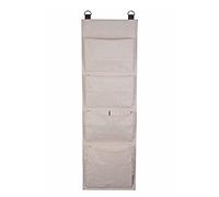 Bigso Box of Sweden Bolsa de almacenamiento colgante para puerta o pared - Organizador de zapatos y accesorios de 4 compartimentos - Bolsa para colgar de poliéster y cartón con aspecto de lino - beige