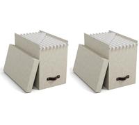 Bigso Box of Sweden Caja archivadora con tapa - Elegante organizador de documentos con 8 carpetas colgantes - Caja clasificadora de tablero de fibras y papel con elegante aspecto de lino - beige