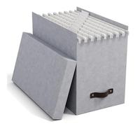 Bigso Box of Sweden Caja archivadora con tapa - Elegante organizador de documentos con 8 carpetas colgantes - Caja clasificadora de tablero de fibras y papel - gris