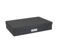 Bigso Box of Sweden Caja archivadora para documentos de tamaño A3 - Caja de almacenamiento con tapa y etiqueta - Organizador de cartas de tablero de fibras y papel - gris oscuro