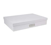 Bigso Box of Sweden Caja archivadora para documentos de tamaño A3 - Caja de almacenamiento con tapa y etiqueta - Organizador de cartas de tablero de fibras y papel - blanco