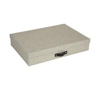 Bigso Box of Sweden Caja archivadora para documentos en formato A3 - Organizador de cartas con tapa y asa - Caja de almacenamiento con tapa de tablero de fibras y papel con aspecto de lino - beige