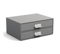 Bigso Box of Sweden Caja con cajones para documentos y material de oficina - Organizador de escritorio con 2 cajones - Organizador de documentos de tablero de fibras y papel - gris