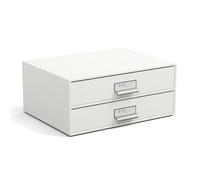 Bigso Box of Sweden Caja con cajones para documentos y material de oficina - Organizador de escritorio con 2 cajones - Organizador de documentos de tablero de fibras y papel - blanco