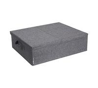 Bigso Box of Sweden Caja de almacenaje grande para debajo de la cama - Caja plegable con tapa y asas para mantas, ropa, almohadas, juguetes y más - Organizador de ropa de poliéster y cartón - gris