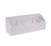 Bigso Box of Sweden Caja dividida en 4 compartimentos - Bandeja clasificadora para notas, clips, bolis, etc. - Organizador de escritorio de tablero de fibras y papel con aspecto de lino - blanco