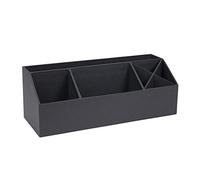 Bigso Box of Sweden Caja dividida en 4 compartimentos - Bandeja clasificadora para notas, clips, bolis, etc. - Organizador de escritorio de tablero de fibras y papel con aspecto de lino - gris oscuro