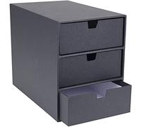 Bigso Box of Sweden Cajonera pequeña para documentos y material de oficina - Organizador de documentos con 3 cajones - Caja con cajones de tablero de fibras y papel - gris oscuro